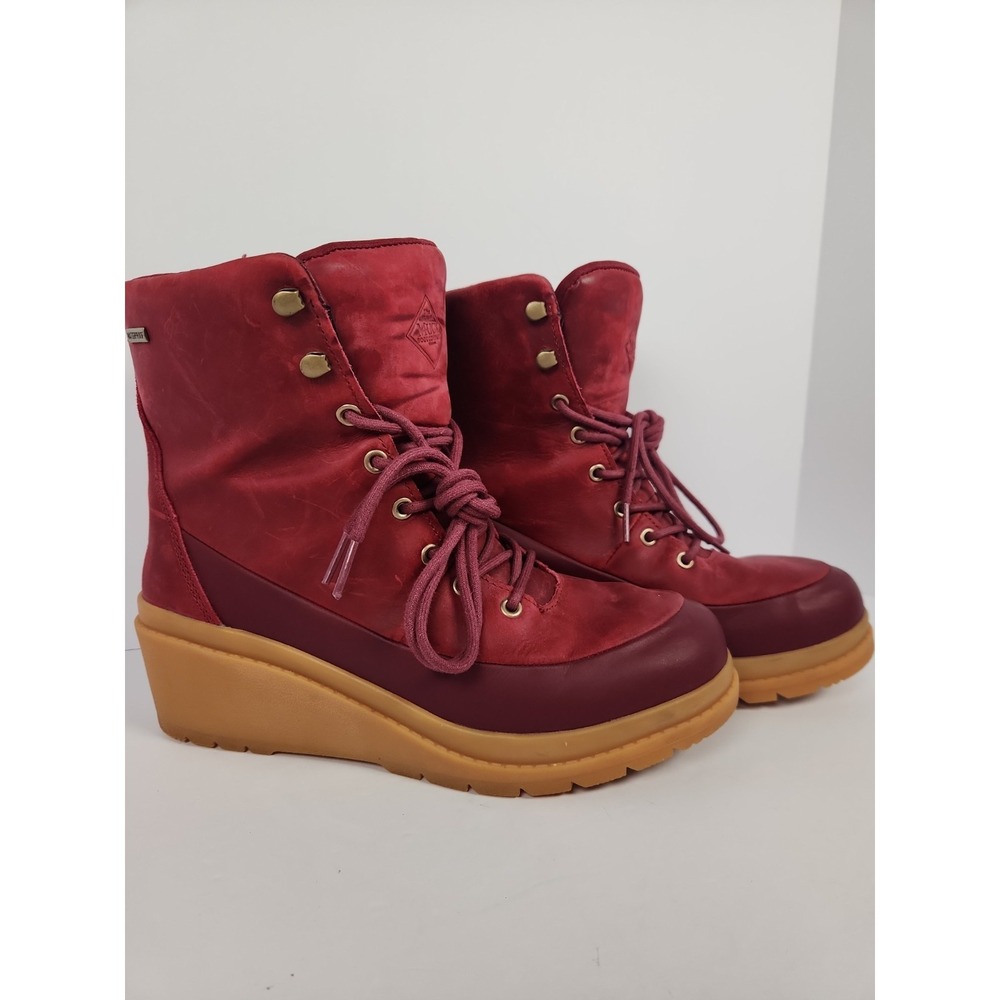 Muck Boot Co Liberty Wedge Women Size 9 Burgundy Waterproof Leather Boot LWW6BUR